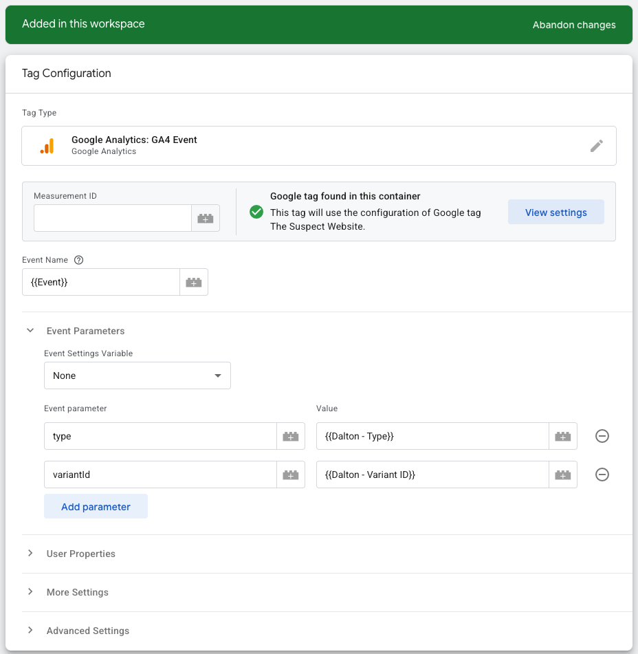 GA4 Event tag configuration in GTM