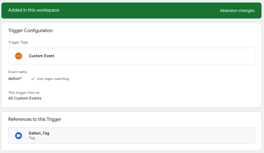 Custom Event trigger configuration in GTM