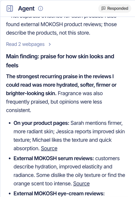 Findings from customer reviews