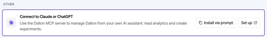 Connectors: the Connect to Claude or ChatGPT row with Install via prompt