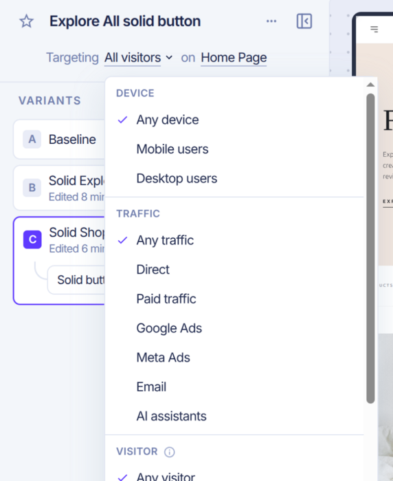 The audience menu