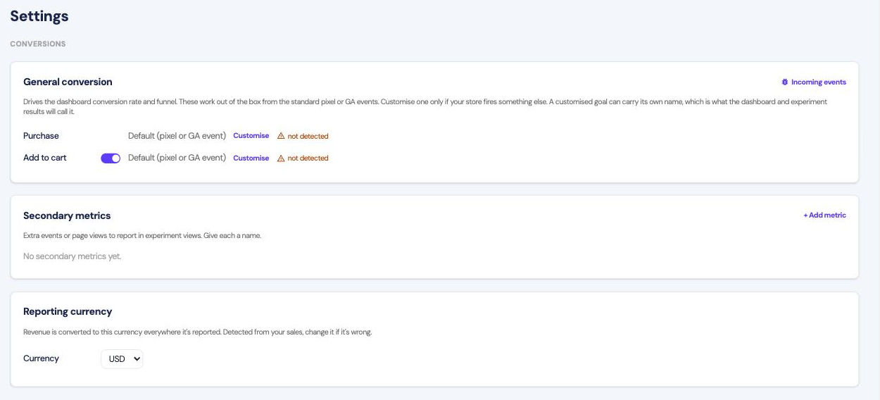 Conversion settings