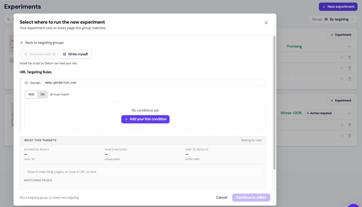 The targeting rule builder